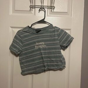 Forever 21 Dusty Blue Striped Shirt Happy
Thoughts